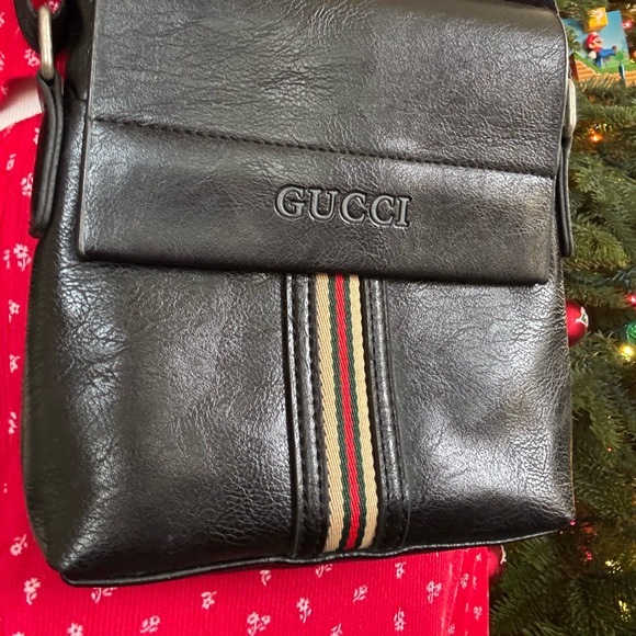 Gucci Handbags - Gucci Black Messenger Bag with Signature Striped Detail unisex new